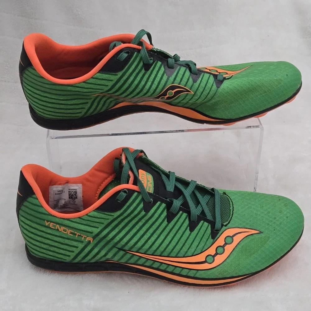 Saucony Racing Men's Size 9.5 Vendetta 2 Athletic Track Shoe Cleats Orange Mince